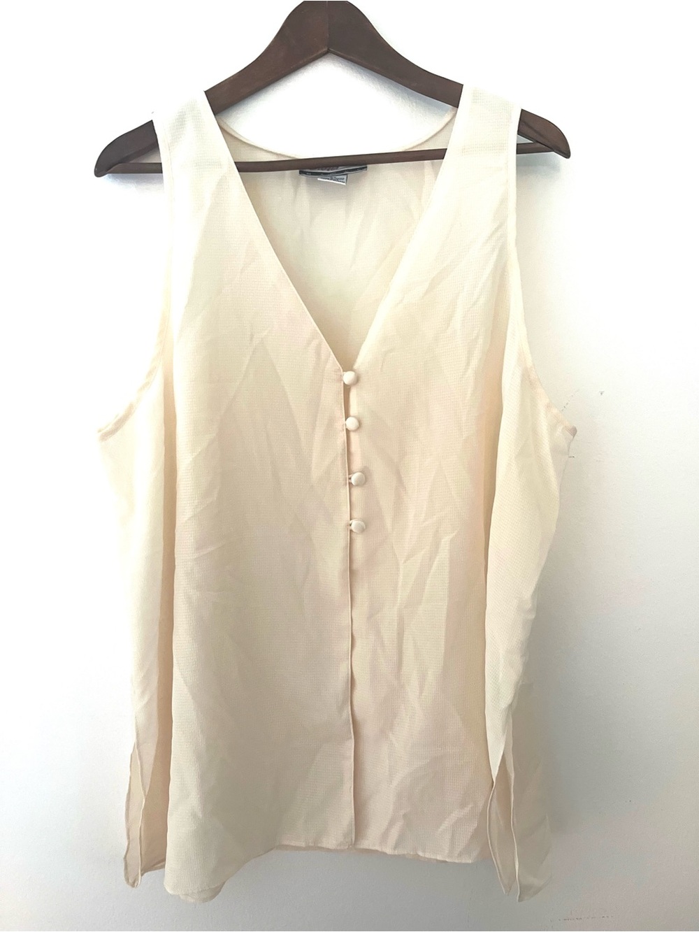 Vintage Diana Marco Tank Top with Waffle Texture Fabric Sheer Women's Size 2X